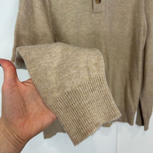 J.Crew Men's Tan Brown Long Sleeve Soft Lambswool Blend Shawl Collar Sweater XL - Picture 7 of 11